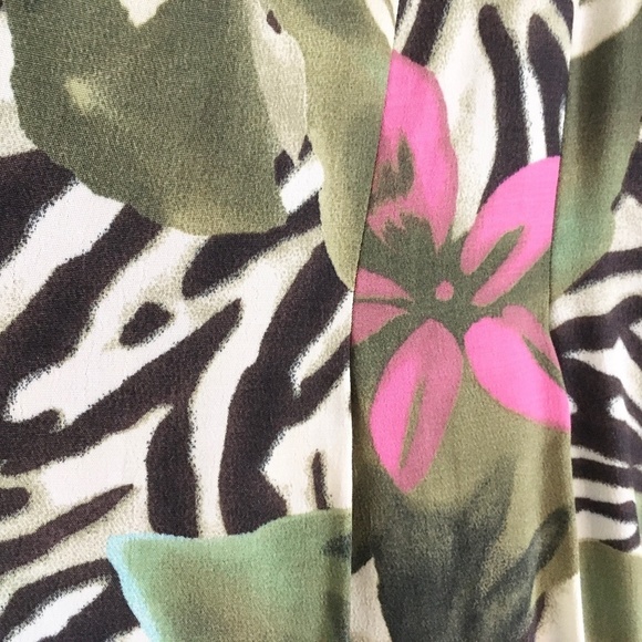 NWT Vintage Maxi Skirt Deadstock Blanchelle Zebra Tiger Tropical print lined 16 - Picture 5 of 16